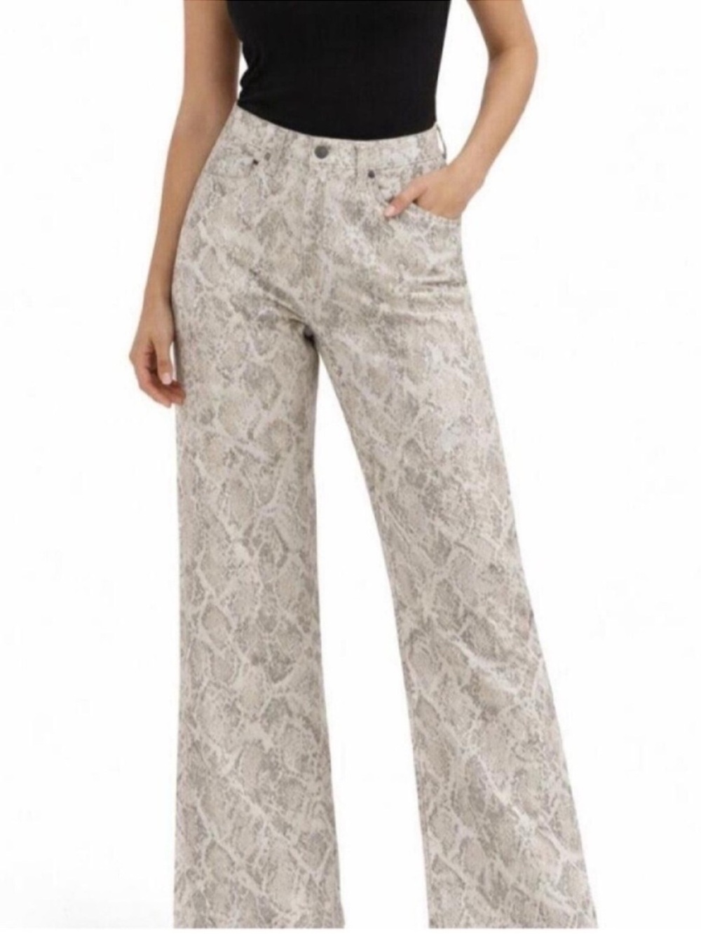 Wide Leg Snake Print Baggy Denim Jeans Size 4 Wild Fable NWT